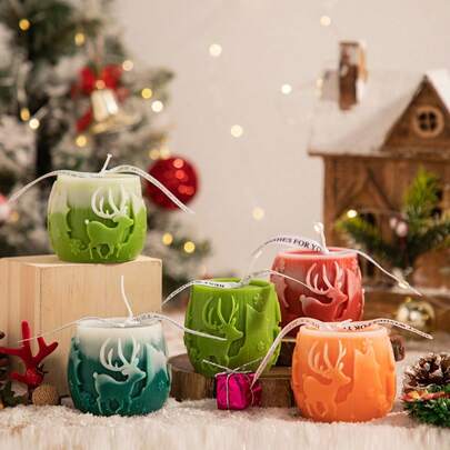 1pc Christmas Pillar Candle, Christmas Tree Scented Candle, Gift, Ins Creative Home Decoration, Holiday Gift, Christmas Decorations, Christmas Gifts