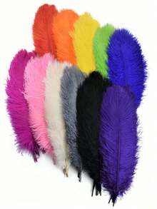5Pcs/Lot 20-25cm Colorful Artificial Ostrich Feathers For Crafts Wedding Decoration Handicraft Accessories Table Centerpieces Carnival Plumas Decor - Multicolor - View 1