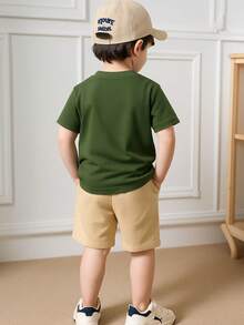 Children's Set T-Shirt And Shorts Summer Fashion For Boys - 軍綠色 - 查看 3