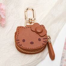 1PC Sanrio Cute Cartoon Hello Kitty Keychain, High-Quality PU Leather Bag, High Appearance Level Accessory, 3D Bow, Cute Ladies' Gift, Suitable For Christmas, Thanksgiving, Dates, Birthday Gifts, Suitable For Wallet, Accessory Storage, Car Parts, Bag Accessories