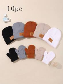 10 件皮标恐龙针织帽手套组合，适合婴儿，适合男孩和女孩，秋冬风格。 - 針織帽+手套組合 - 查看 5