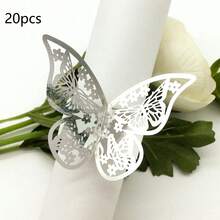 20 chiếc vòng giữ khăn ăn hình bướm 3D, chất liệu giấy mờ rỗng, bóng, thích hợp cho đám cưới, tiệc tùng, kỷ niệm, sinh nhật, bữa tối lãng mạn dưới ánh nến, trang trí bàn ăn, Giáng sinh, Lễ Tạ ơn, phong cách nhà nông thôn. - Nhiều màu - Xem 15