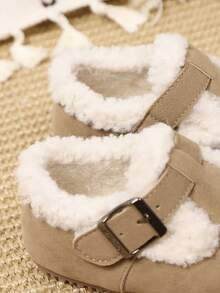 幼儿男童/女童防滑软底毛绒保暖休闲平底鞋，适合秋冬季