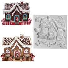 1 pieza Molde de silicona con forma de letra navideña y casa, herramienta para decorar pasteles con fondant, molde de silicona, molde para caramelos, magdalenas y chocolate, accesorios de cocina, herramienta de repostería - Gris Claro - Ver 1