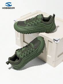 HOBIBEAR (小 1 码) 2025 新款男士低帮系带休闲时尚运动鞋，舒适透气宽头跑步鞋，适合所有季节