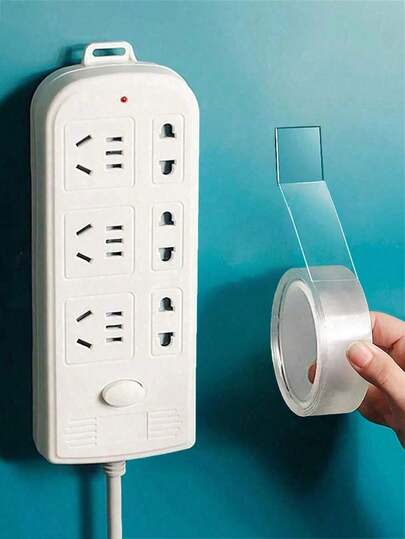 1 pieza Cinta adhesiva de pared transparente de alta viscosidad y doble cara, reutilizable y lavable, con nano gancho y bucle súper pegajoso, adhesivo transparente de doble cara para múltiples usos, reutilizable, impermeable, cortable, para montaje en pared, adhesivo fuerte sin residuos.