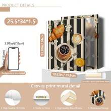 1pc Canvas Hanging, [French Cafe Wall Canvas Art, Fashion Breakfast Poster, Minimalist Food Illustration, Black And White Kitchen Print, Fashion Cafe Illustration] Canvas Wall Art, Funky Girl Art, Inspirational Quote Art, Home Decor, - Multicolor - View 18