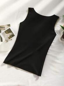 CELILIN 2pcs Women's Warm Reversible Thermal Lined Tank Top, Solid Color Comfortable Sports Undershirt - Multicolor - View 6