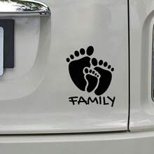 1pc Personalized Family Footprint Text Car Sticker, Suitable For Car Body, Laptop, Motorcycle