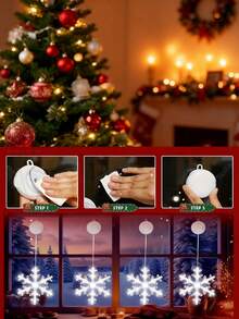1 Stück Weihnachtsfenster Lichtdekoration, Weihnachtsdekoration LED Saugnapf Licht, Weihnachtsschneeflocken-förmiges LED Saugnapf Licht, batteriebetrieben für Innen- und Außendekoration, Weihnachtsbaum, Kamin, Fenster Dekoration, Raumdekoration (Batterie nicht enthalten)