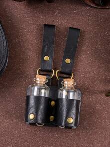 Medieval Alchemy PU Leather Holder Belt - Artificial Potion Bottle Accessory For Renaissance Faires And Cosplay Belt Accessory
