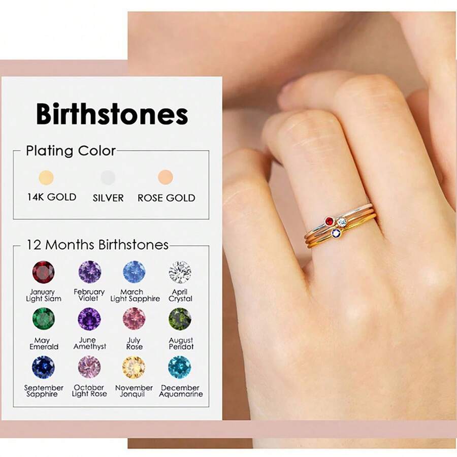1pc 316L Stainless Steel Birthstone Ring For Woman Gold Color Simple Style Ring Festival Party Fashion Jewelry Dropshipping