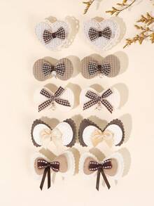 10 Stücke exquisite herzförmige Schleifen-förmige Samt kleine süße Haarspangen, Haraccessoires für den Alltag