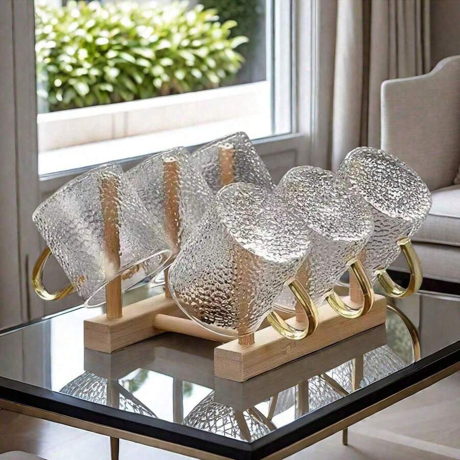 12/6/4/2pcs Set Hammered Heat-Resistant Glass Cups, Coffee Cups, Juice Cups, Tea Cups, Living Room Cups, Office Cups, Water Cups, Tea Sets, Suitable For Home, Office, Etc. - Multicolor - View 1