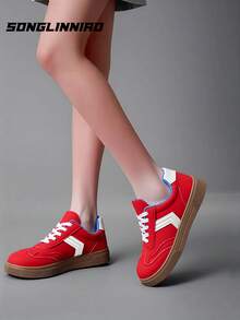 SONGLINNIAO Plus Size Casual Lace-Up Round Toe Fashion Sneakers For Women, Autumn