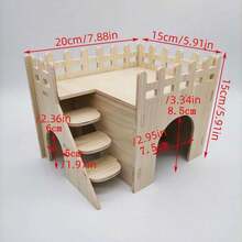 1 Peça Dormitório de Madeira Sólida para Hamster, Prancha de Estiletes, Vila Dupla Camada Urso Dourado, Vila de Madeira Sólida para Hamster, Suprimentos para Hamster, Labirinto e Esconderijo de Madeira Multiambiente para Hamster, Escada de Três Cômodos, Brinquedos de Madeira Sólida Multiambiente para Hamster, Etc. Fornece Atividades Divertidas e Suprimentos de Nidificação Confortáveis para seus Animais de Estimação