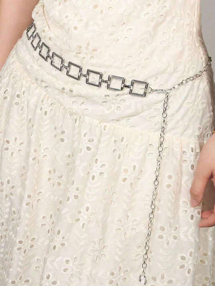 1pc Women's Minimalist Hollow Geometric Waist Chain, Suitable For Daily Dresses And Formal Wear Accessory - Multicolor - View 3