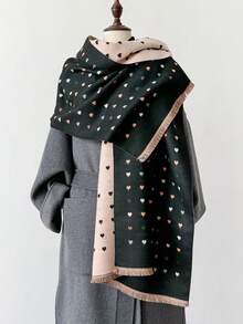 1pc Women Reversible Scarf, Thick & Warm Dual-Use Shawl/Wrap, Suitable For Air-Conditioned Rooms, Versatile For Daily Wear In Winter For Dress - Multicolor - View 1