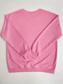 2026 Valentine's Day "LOVE" Pattern Printed Sweatshirt - Leopard Print And Glitter Decoration, Plus Size Women's Casual Long Sleeve Round Neck, Autumn And Winter Machine Washable Polyester Fabric, Suitable For Cheerleading Uniforms And Daily Outfits, Comfortable Fabric, Valentine's Day Gift Loose And Comfortable Winter Clothes For Women Women's Coats - 粉紅色 - 查看 4