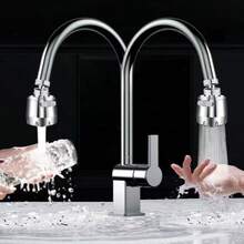 1 Stück 2-stufiger Küchenarmatur Verlängerung, universell drehbar, spritzwassergeschützt aus Edelstahl, Druckwasserdüse, Duschkopffilter