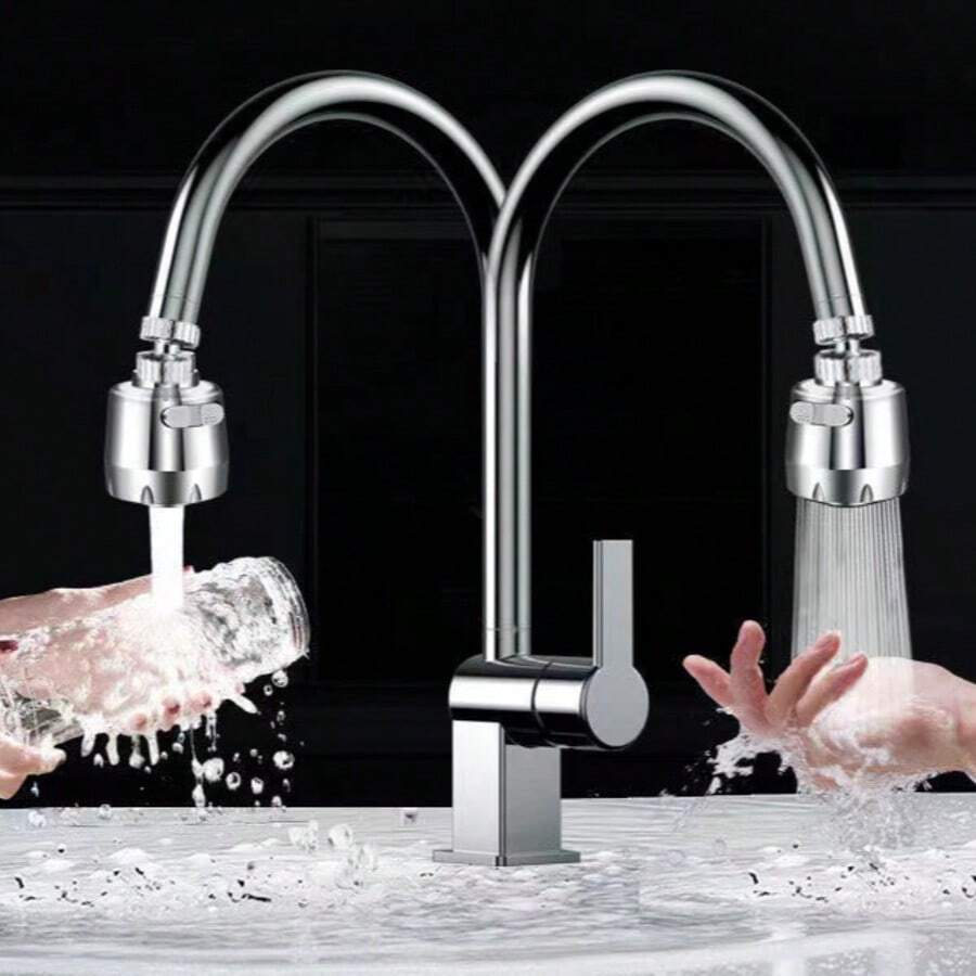 1 Stück 2-stufiger Küchenarmatur Verlängerung, universell drehbar, spritzwassergeschützt aus Edelstahl, Druckwasserdüse, Duschkopffilter