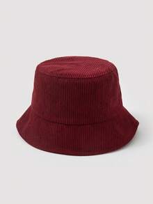 1pc Men's Fashion Corduroy Solid Color Bucket Hat, Suitable For Autumn/Winter Daily Outfits - A - View 20