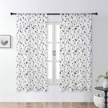 Floral Embroidered Sheer Curtain Simple White Transparent Curtain With Rod Pocket Embroidered Vine Floral Pattern Curtain Semi-Sheer Linen-Like Voile Curtain For Bedroom, Living Room