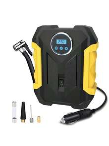 CARSUN Portable Tire Inflator Air Compressor, 150 PSI Cordless Air Pump, 12V DC Car Plug, Fast Inflation & Auto Shut-Off, LED Light, Smart Tire Pump For Cars, Bikes, Motorcycles, And Balls - Yellow - View 14
