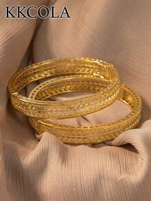 KKCOLA 1 chiếc vòng tay khóa rỗng thời trang thanh lịch cổ điển - Vàng - Xem 3