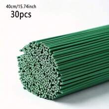 10/20/30/40/50/80/100支綠色塗層花莖，DIY手工藝與花藝鐵絲，防水鐵絲，適用於節日裝飾與手工項目，可用於植物攀爬支撐可調節花園格子架支架，可纏繞塑形，多用途人造花莖，超強韌易捲曲成不同形狀 - 彩色 - 查看 17