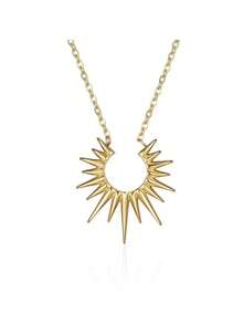 1pc Vintage Stainless Steel Double Layer Sunflower Dramatic Choker Necklace For Women, Suitable For Daily Wear - Yellow Gold - View 10