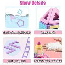 Magnetic Tiles Toys For 3 4 5 6 7 8+ Year Old Boys Girls Upgrade Macaron Castle Blocks Building Set For Toddlers STEM Creativity/Educational Toys For Kids Age 3-6 Christmas Birthday Gifts