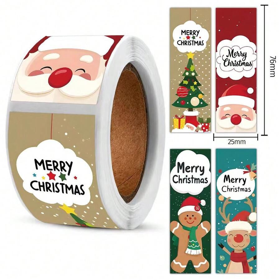 120pcs Christmas Stickers, 1in(Approx. 2.5cm)*2.99in Sticker Roll, Country Christmas Tree, Wreath, Reindeer, Truck Pattern Labels, Seals, Cards, Envelopes, 4 Designs, Suitable For Christmas Stickers, Card Making, Invitations, Gift Wrapping, Crafts, Christmas Party Decorations, Merry Christmas