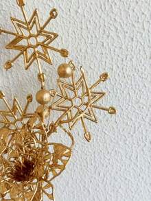 1 件 28 厘米塑料季节性装饰圣诞花，金色人造圣诞星花，适用于派对装饰、家居装饰、摄影道具、圣诞节 - 金色 - 查看 7