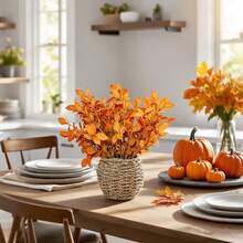 1pc Artificial Autumn Leaf Basket, Holiday DIY Decor, Suitable For Halloween, Thanksgiving, Etc. Can Be Used To Decorate Home Living Room, Dining Table, Create A Harvest Atmosphere, And Also For Garden Embellishment. Maintenance-Free, Long-Lasting Natural Elegance, Infusing Spaces With A Rich Autumn Ambiance, A Practical And Useful Item For Holiday And Everyday Decoration.