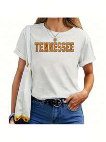 Vintage Tennessee Tennessee Retro Orange WoM-En T-Shirt  Mazezy UK220G Clic Pure Cotton T-Shirt - The Perfect Blend Of Sual And Act, I For Everyday Wear And The Gym, A Warm Gift For Your HusbandWifetops WoM.En Fall OutfiT.S For WoM.En  VaC.Ation OutfiT.S WoM.En Halloween Costume - 白色15 - 查看 1