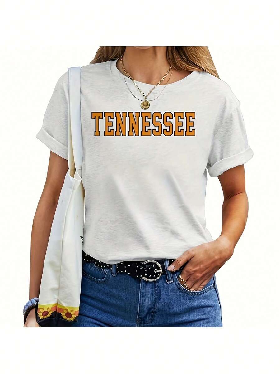 Vintage Tennessee Tennessee Retro Orange WoM-En T-Shirt Mazezy UK220G Clic Pure Cotton T-Shirt - The Perfect Blend Of Sual And Act, I For Everyday Wear And The Gym, A Warm Gift For Your HusbandWifetops WoM.En Fall OutfiT.S For WoM.En VaC.Ation OutfiT.S WoM.En Halloween Costume - 白色15 - 查看 1
