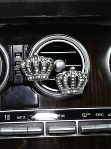 Car Air Vent Decor Metal Crown Rhinestone Decoration, Unisex Car Interior Accessories,Car Accessories,Car Decor,Car Accessories For Women,Car Essentials,Dryer Vent Cleaner.