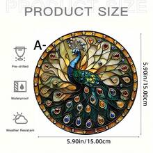 2D plat, série de paons en verre teinté coloré Pendentif rond en acrylique avec cordon de suspension - Décoration d'art contemporain de fenêtre d'avion 2D, convient pour la maison, le jardin, le porche, le mur, le bureau - Pas besoin d'électricité, couleurs vibrantes, acrylique durable, décoration suspendue
