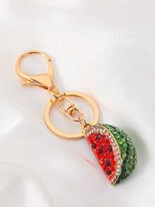 Cute Fruit Diamond-Encrusted Watermelon Metal Keychain - Unisex Bag Charm, Backpack/Car Keychain & Accessory, Perfect Gift For Friends