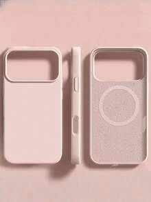 1个极简液态硅胶磁吸无线充电保护壳,兼容 17 Air、16、14、13、12、15 Pro Max Plus,带绒面摄像头保护 - 淺粉色 - 查看 3