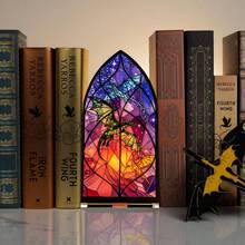1pc Acrylic 4th Wing Inspired Book Nook - Dragon Library Sign, Gothic Medieval Style Book Organizer, Fantasy Book Lover & Reader Gift (No Candle Included) - Multicolor - View 6