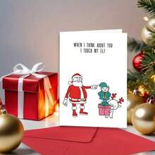 1pc, Unique Merry Christmas Card With Envelope, To Mom, Dad, Daughter, Sister, Wife, Friend Etc, Suit Every Recipient, Christmas Tree, Santa Claus, Snowman, Season's Greetings, Sleigh Bells