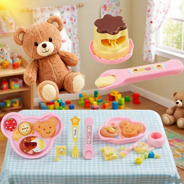 1pc 2025 New Jelly Strawberry Pudding Playset - Feeding Toy, Japanese Mirupu Pudding Figurine, Pretend Play Toy, Children's Day/Birthday/Christmas/Halloween Gift, Perfect Present