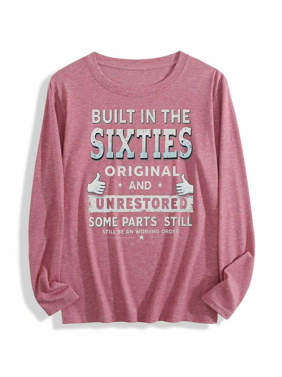 Built In The Sixties  Original And Unrestored, Some Parts Still Working Order Womens Long-Sleeve Crewneck T-Shirt - 珊瑚粉 - 查看 1