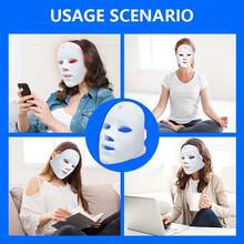Rechargeable LED Facial Mask, 7 Colors Light Therapy For Skin Care, Perfect Gift For Mother's Day & Thanksgiving - White - View 3