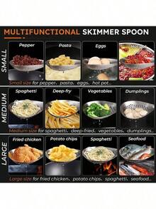 1Pc 201 Stainless Steel Spider Strainer Skimmer - Extra Long Heat Resistant Handle For Noodles, Frying, Pasta & Drain Oil