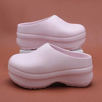 8cm Thick Sole Perforated Clogs, Unisex Lightweight Non-Slip Elevated Chef Shoes, Closed Toe Mule Slippers For Kitchen, Hospital, Nurse