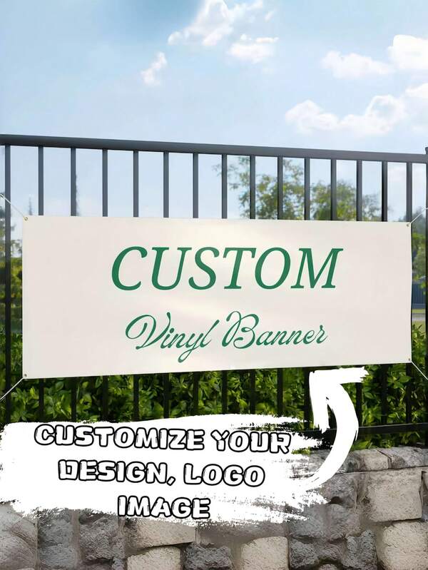 1Pc Custom Vinyl Banner - Personalize With Your Text/Design, Any Color Image, Text, Logo, Perfect For Indoor & Outdoor Use, Events, Parties, Weddings, Business Promotions, Trade Shows, Home Decor, High-Quality