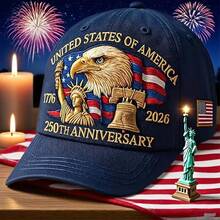 1pc Men's USA 250th Anniversary 1776-2026 Patriotic Baseball Cap,  Skull Street Polyester Snapback Hats For Men, Retirement Party Birthday Party Graduation Party Anniversary Party  Back To School Party  Themed Party  Gift  Social Events Lightweight All-Season, 250 Years Of US Independence Commemorative Hat With Bald Eagle & 50 Stars & Stripes Design, Lightweight All-Season Comfort, Unisex For Men & Women, 2026 Collectible 4th Of July Celebration Cap With Lady Liberty 1776-2026 Dates,   Ideal Gift For History Buffs, Officers, Patriots, July 4th Wear, Holiday Accessory, Flag Design Hat, History Buff Gear, Longlasting Fabric, Strikematching July 4th Independence Day Hat With Lady & 2026 Commemorative Design, Hats, Hats For Men, Mens Hats, Caps For Men, Cap For Men, Mens Cap, Mens Caps, Funny Hats, Men Cap, Snapback Hats For Men.
